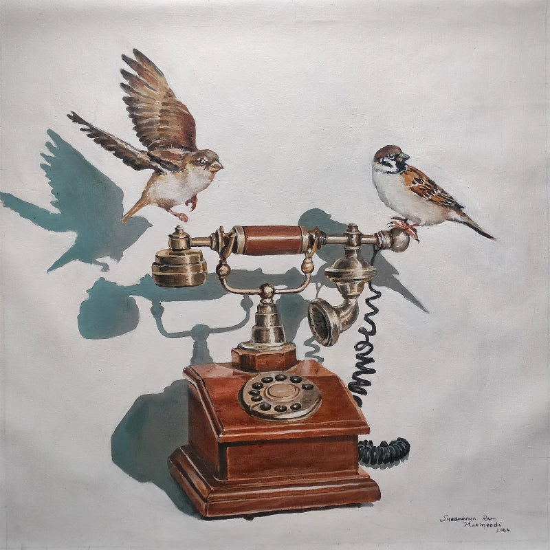 The Last Ring' still-life acrylic painting by artist Srinivasa Ram Makineedi, 24x24 inch, on canvas