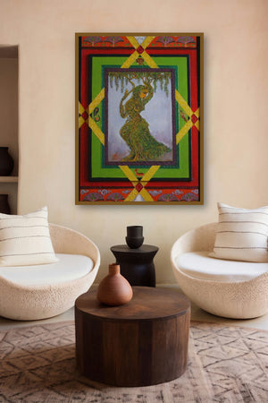 Latika (Enchanted Vine: A Woman in Bloom) by artist Satish Chavhan displayed in a Museum Style gallery