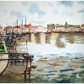 Cityscape watercolor painting titled 'Lausanne Switzerland', 7x11 inches, by artist Arunava Ray on Paper