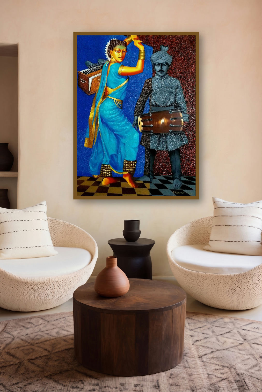 Lavani Dance by artist Dayanand Kamakar displayed in a Modern gallery