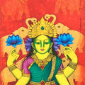 Religious acrylic painting titled 'Laxmi 2', 47x15 inches, by artist Prakash Deshmukh on Canvas