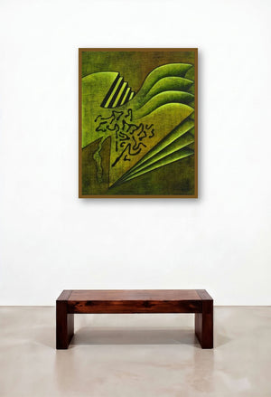 Layered Abstract by artist Santosh More displayed in a Designer Hotel Suite