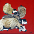 Figurative oil painting titled 'Lazing Sheep', 24x24 inches, by artist RAOSAHEB GURAV on Canvas