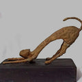 Animals sculpture titled 'Lazy', 13x11x6 inches, by artist Rohan Pawar on Brass
