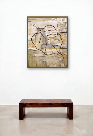 Leafy Wood I (Natures Etching) by artist Somen Debnath displayed in a Japandi Hallway