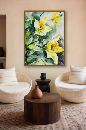 Lechappee (Golden Hour Blooms: A Daffodils Delight) by artist Veronique Piaser-Moyen displayed in a Curated gallery
