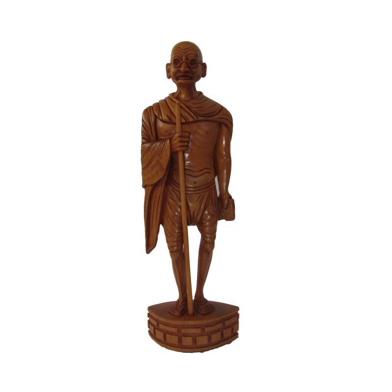 Figurative craft titled 'Legend Mahatma Gandhi', 8x2x13 inches, by artist Ecraft India on wood