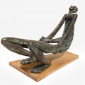 Figurative sculpture titled 'Leisure Time 2', 18x12x10 inches, by artist Rakesh Sadhak on Bronze