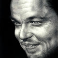 Portrait pencil drawing titled 'Leonardo DiCaprio', 11x8 inches, by artist Pranab Das on Paper