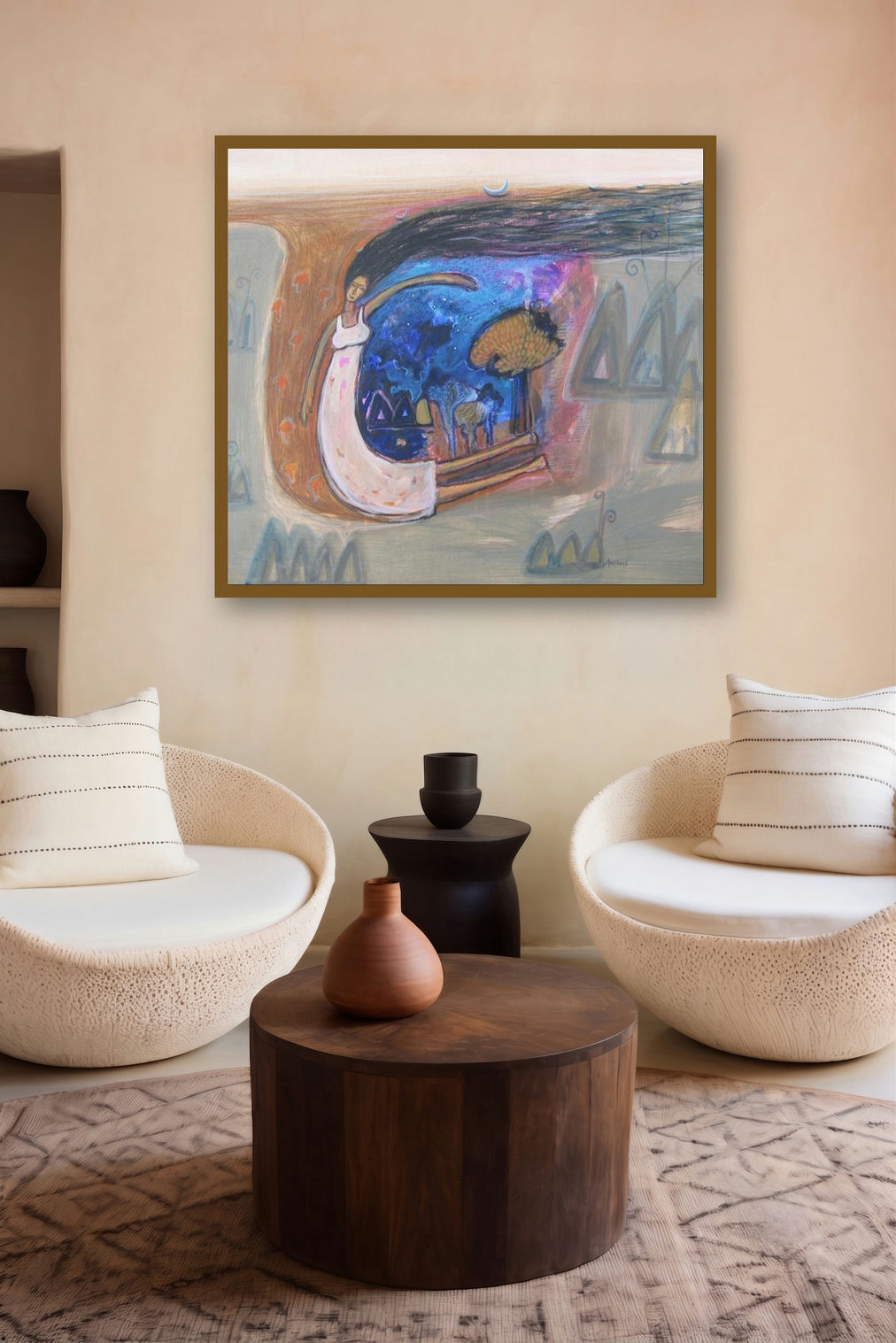 Let My Hair Down (Cosmic Dream) by artist Arpita Chandra displayed in a Minimalist gallery