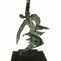 Figurative sculpture titled 'Lets Fly', 17x8x6 inches, by artist Prasad Talekar on Bronze, Wood