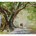 Landscape watercolor painting titled 'Lets Go For A Walk', 14x10 inches, by artist Soven Roy on Paper