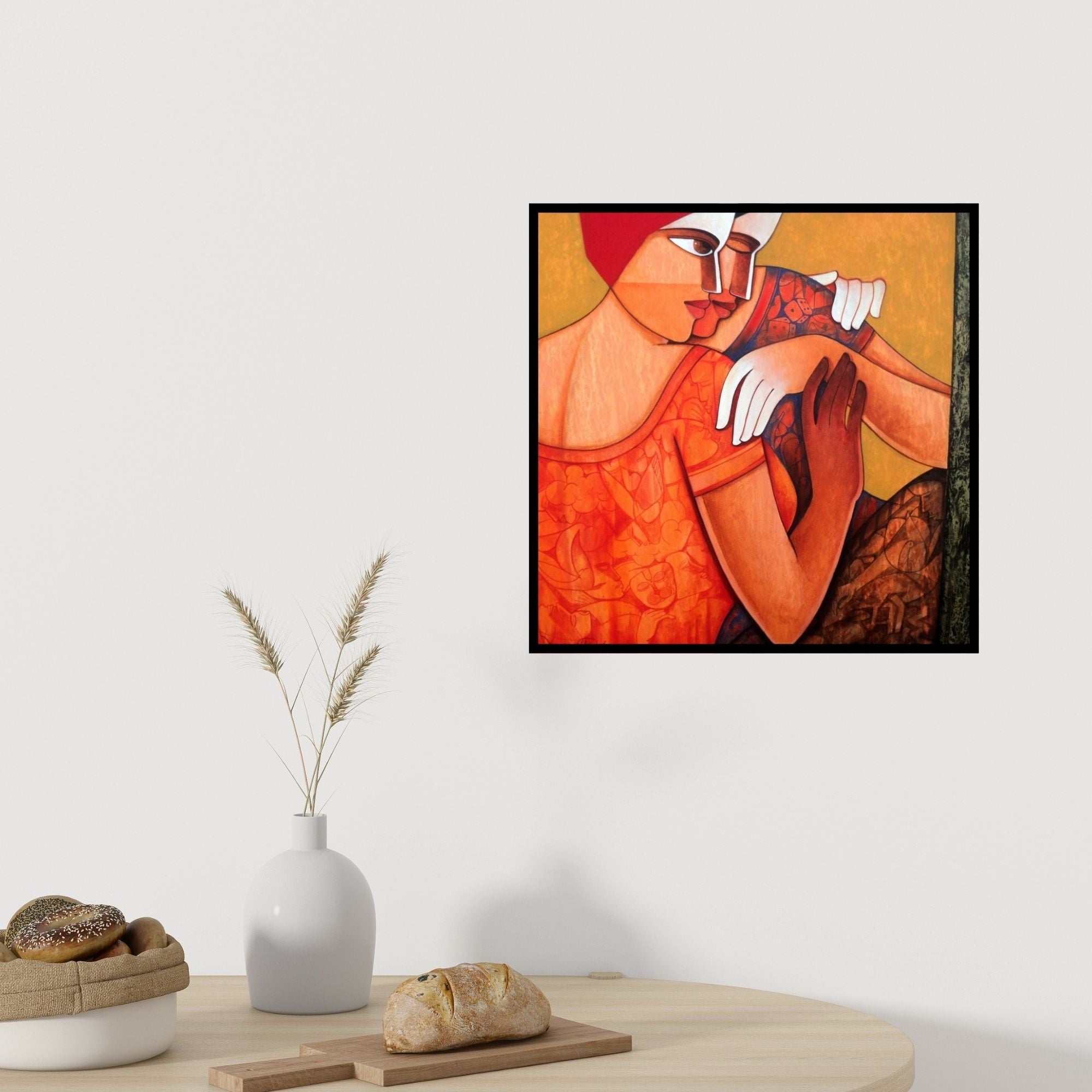 In-situ view of Nawal Kishore's 'Life 104' painting in a room