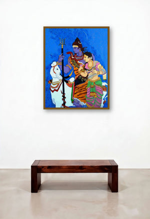 Life Journey 1 (Shiva and Parvati) by artist Someshwar displayed in a Transitional Study
