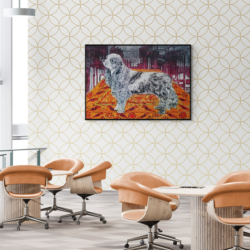 Amit Lodh's painting 'Life Of Kutch Ii' displayed in a modern living room setting