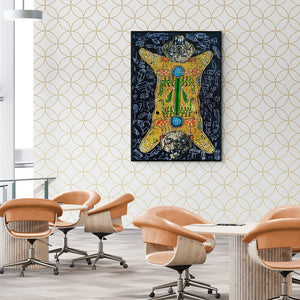 Preview of 'Life Of Kutch Iv' Painting by Amit Lodh shown on a wall in a furnished room.