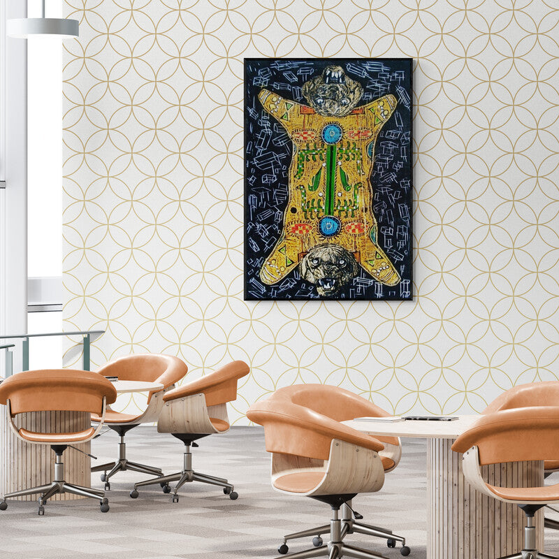 Preview of 'Life Of Kutch Iv' Painting by Amit Lodh shown on a wall in a furnished room.