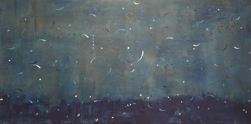 Life In Nature 14' contemporary acrylic painting by artist Anamika S, 24x48 inch, on canvas