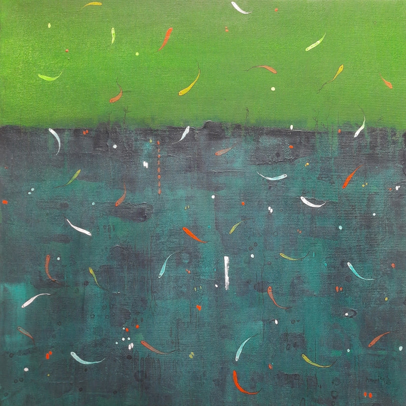 Life In Nature 17' contemporary acrylic painting by artist Anamika S, 24x24 inch, on canvas