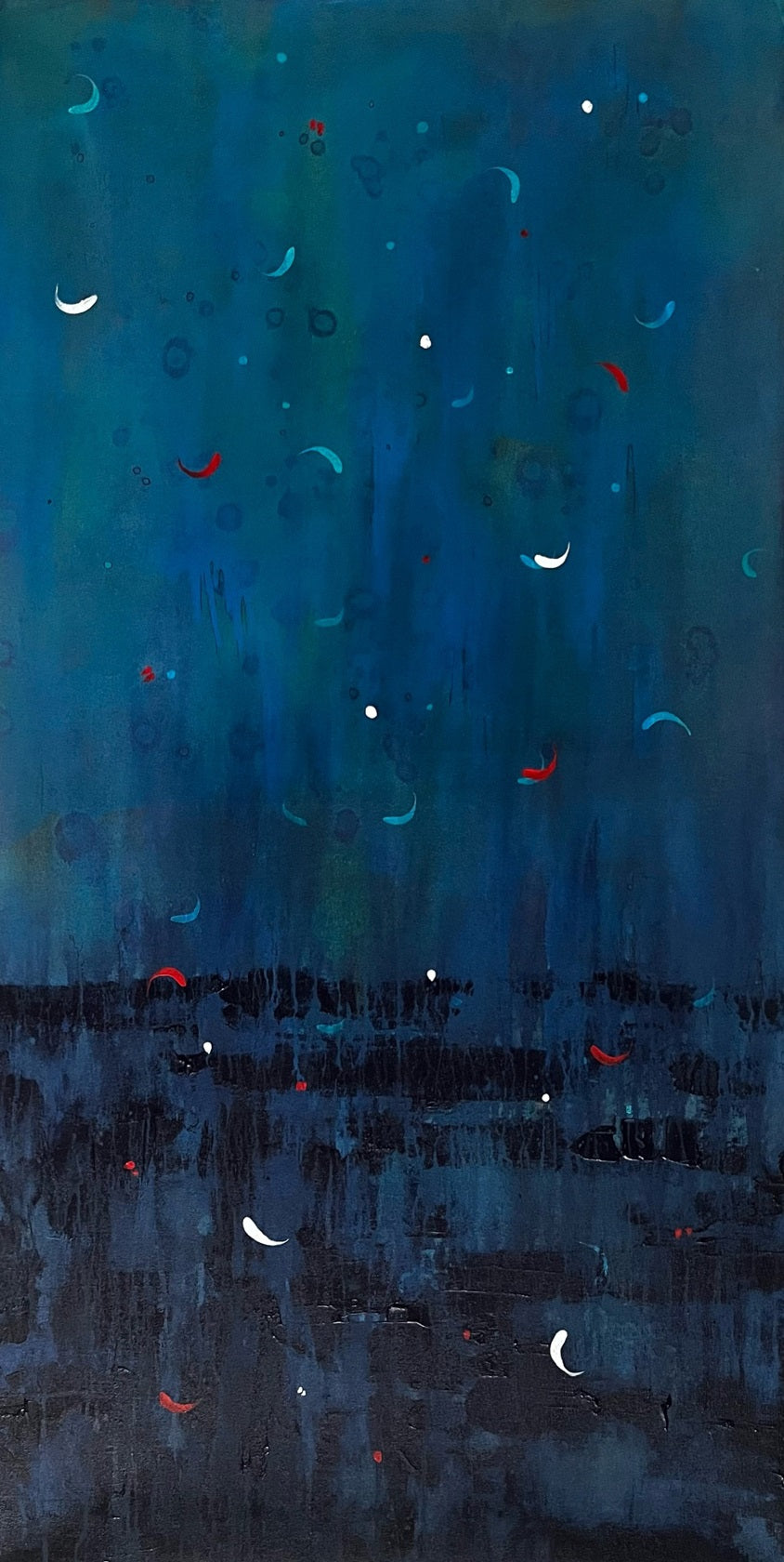 Life In Nature 30' contemporary acrylic painting by artist Anamika S, 48x24 inch, on canvas