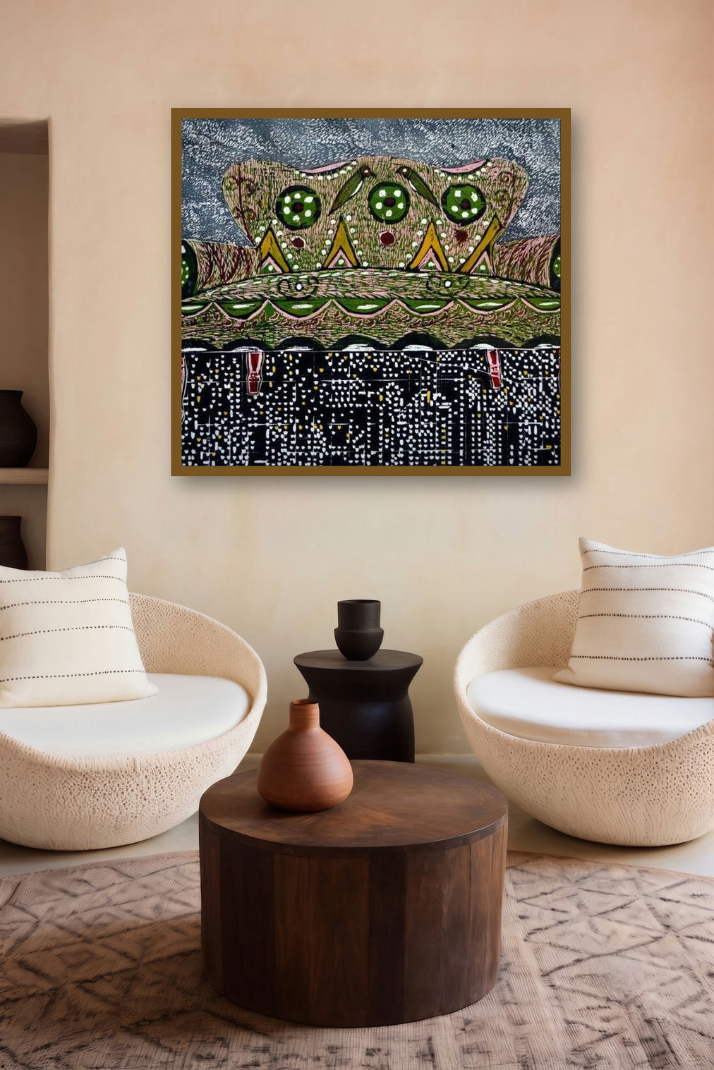 Life Of Kutch Iii by artist Amit Lodh displayed in a Modern gallery