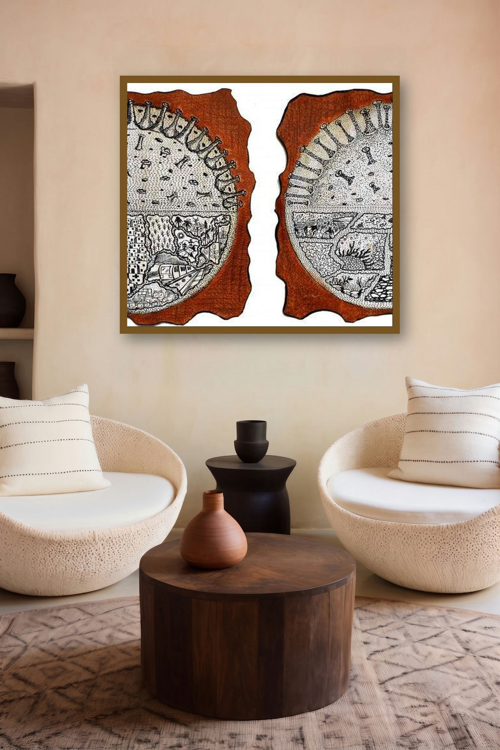 Life Of Naturally Coronavirus (Divided Worlds) by artist Bitarka Majumder displayed in a Contemporary gallery