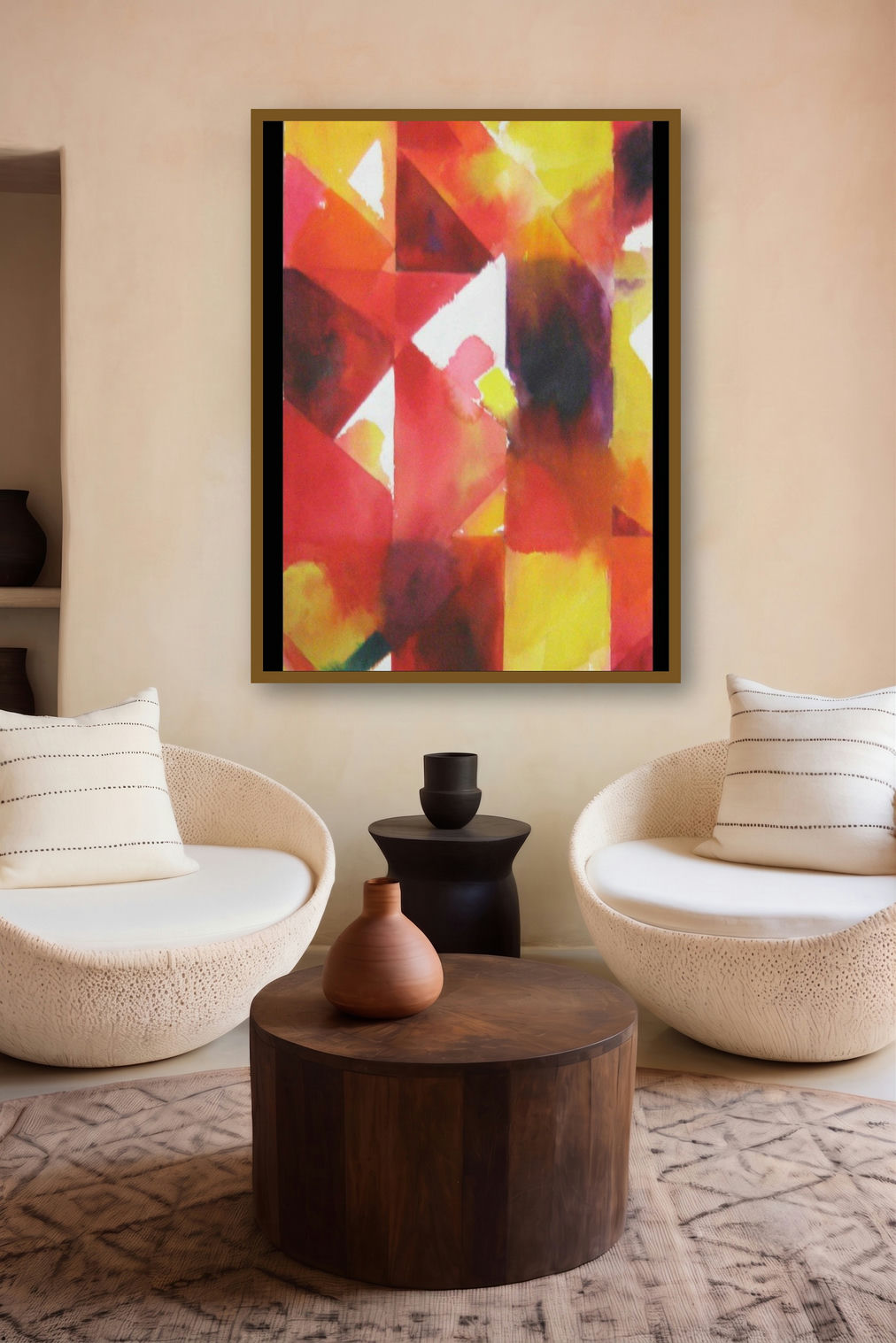 Light And Shead (Geometric Abstraction) by artist Manas Biswas displayed in a Minimalist gallery