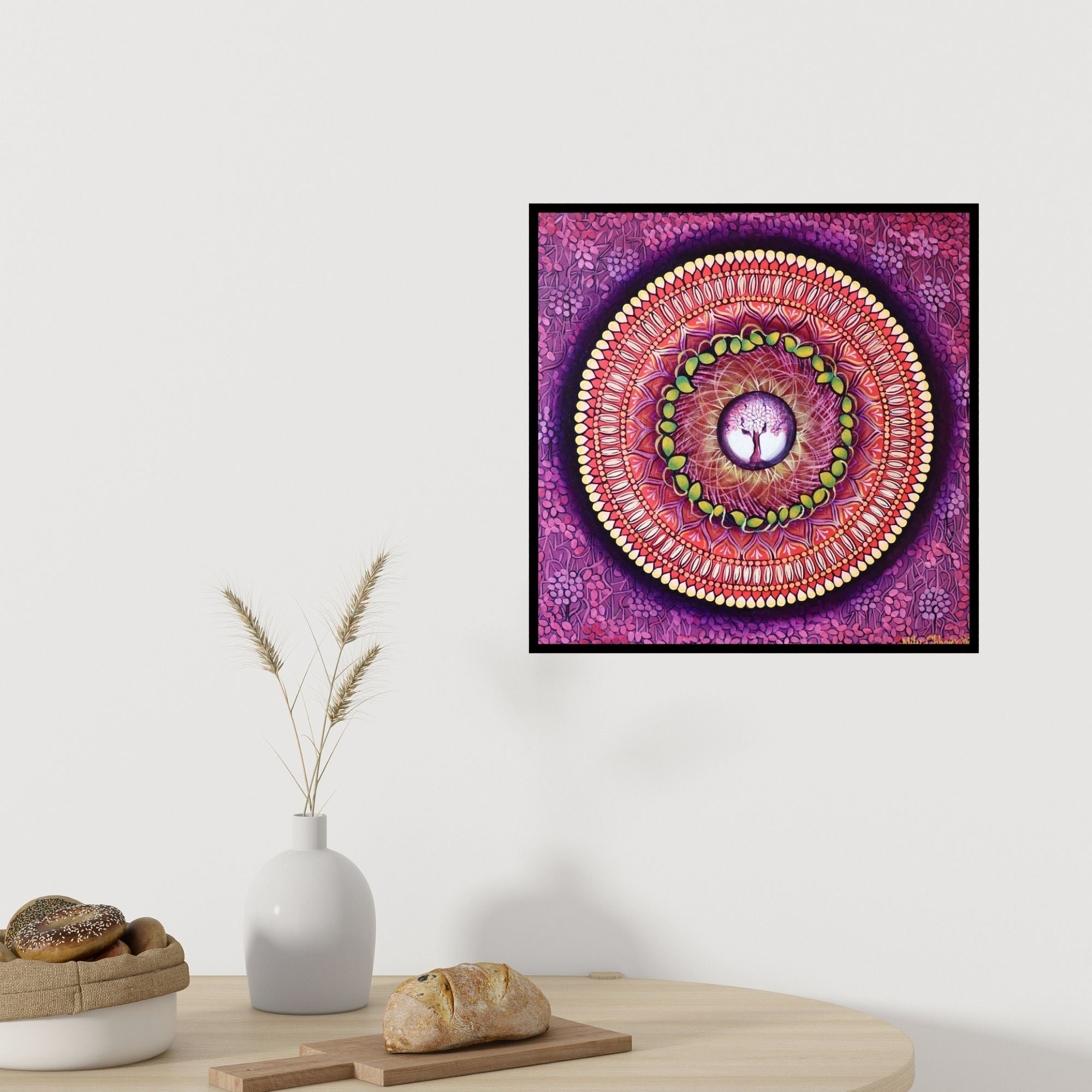 In-situ view of Nitu Chhajer's 'The Light Inside (Tree of Life Mandala)' painting in a room