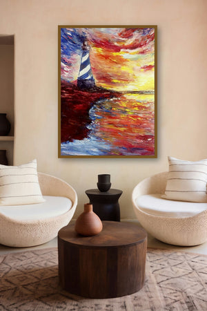 Lighthouse (Beacon of Hope) by artist Kiran Bableshwar displayed in a Museum Style gallery