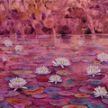 Nature oil painting titled 'Lily Pond 27', 40x48 inches, by artist Sulakshana Dharmadhikari on Canvas