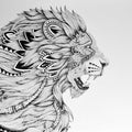 Animals pen drawing titled 'Lion King', 22x30 inches, by artist Kushal Kumar on Paper