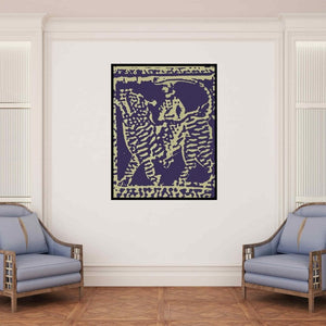 In-situ view of Niraja Bhuwal's 'Lion Ride (Feline Form)' painting in a room