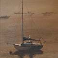 Listen To The Silence by Anumitra Basu Mandal, Original Mixed-Media Seascape Painting on Canvas, X-Large Vertical Wall Art