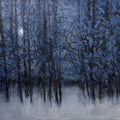The Listening Moon' nature acrylic painting by artist Vinita Sadarangani, 36x48 inch, on canvas