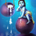 Figurative Digital Painting digital art titled 'Little Krishna', 16x11 inches, by artist Raviraj Kumbhar on canvas