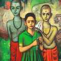 Religious acrylic painting titled 'Little Sister', 48x36 inch, by artist Shankar Devarukhe on Canvas