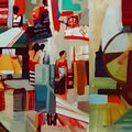 Living Tradition' contemporary acrylic painting by artist Jyotirmoy Bhuyan, 35x47 inch, on canvas