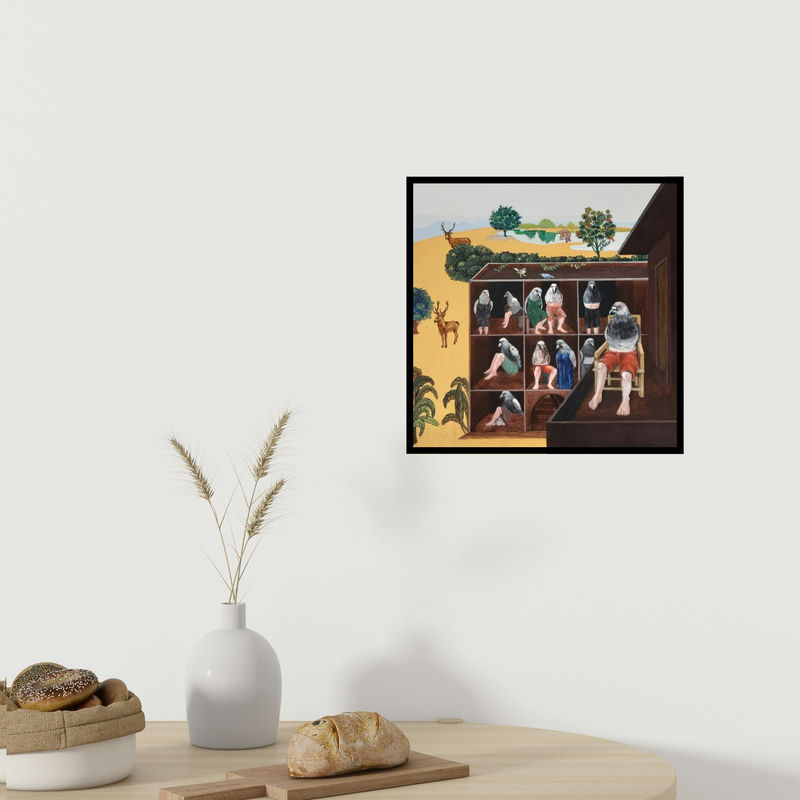 In-situ view of Mangesh Kapse's 'Lockdown 3' painting in a room