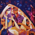 'Lockdown Diaries 2' figurative acrylic painting by artist Laxmi Mysore, 36x36 inch, on canvas