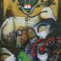 Abstract acrylic painting titled 'Lockdown India', 30x40 inches, by artist Anupam Pal on canvas
