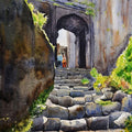 Landscape watercolor painting titled 'Lohagad Fort', 27x20 inches, by artist Ramdas Thorat on Paper