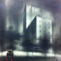 Cityscape charcoal drawing titled 'Lonely Car', 18x24 inches, by artist Ravi Sthul on Canvas