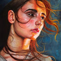 Longing' figurative oil painting by artist Anjana Sihag, 16x14 inch, on canvas