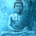 Lord Buddha 1' religious oil painting by artist Namdev M Patil, 60x35 inch, on canvas