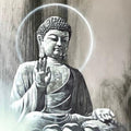 Lord Buddha 3' religious oil painting by artist Namdev M Patil, 60x35 inch, on canvas