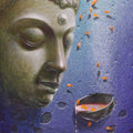 Religious acrylic painting titled 'Lord Buddha', 23x19 inches, by artist Gopal Chowdhury on Canvas
