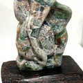 Lord Ganesha 11 by Rambali Prajapati, Original Religious Sculpture on Fluorite Gemstone, Small Vertical Sculpture