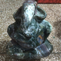 Lord Ganesha 11' religious Agate Gemstone sculpture by artist Rambali Prajapati, 12x10 inch, on agate gemstone