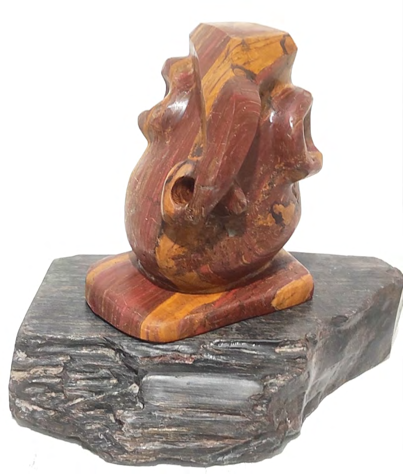 Lord Ganesha 12' religious Jasper Gemstone sculpture by artist Rambali Prajapati, 9x7 inch, on jasper gemstone