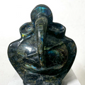 Lord Ganesha 14' religious Labradorite Gemstone sculpture by artist Rambali Prajapati, 13x12 inch, on labradorite gemstone